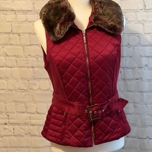 WHBM Fur Collar Puffer Vest
